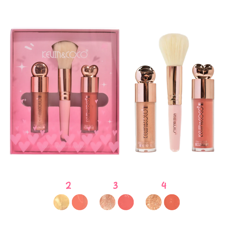 Set de Iluminador y Rubor + Brocha REF 171