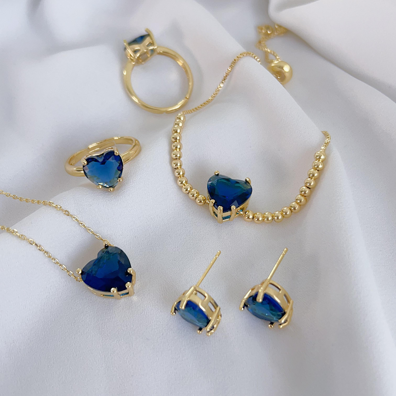 Kit Completo Corazon Azul-Dorado REF 1.038