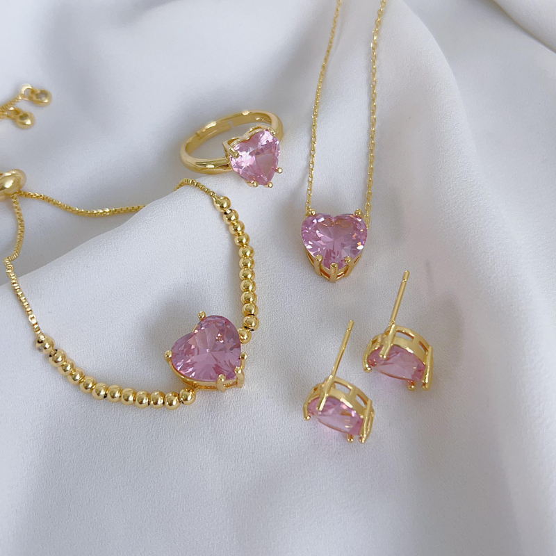 Kit Completo Corazon Rosa-Dorado REF 1.051