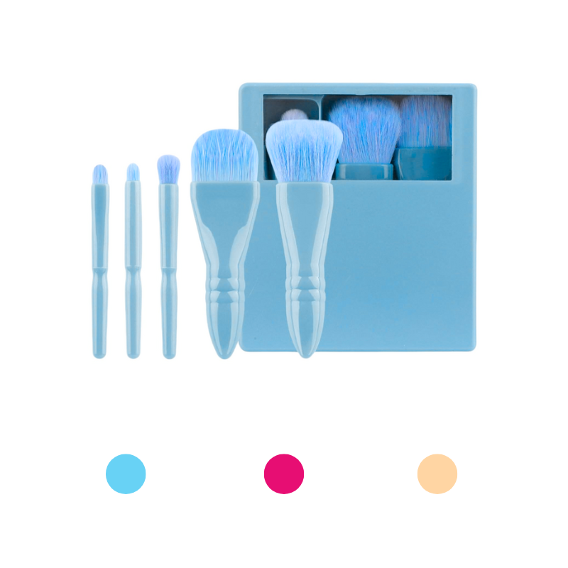 Set De Brochas X 5 Estuche Con Espejo REF 153