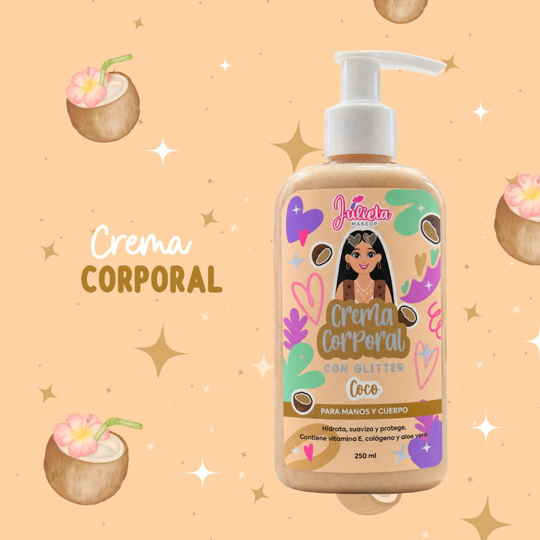 Crema Corporal hidratante con destellos Julieta Coco - Vainilla REF J –6