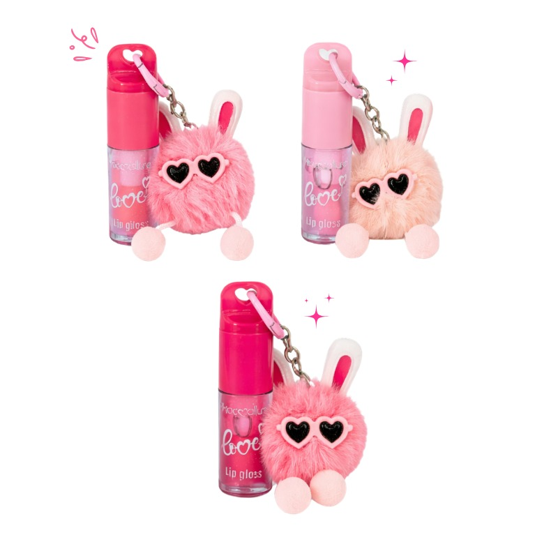 Lip gloss love con llavero conejito REF 21