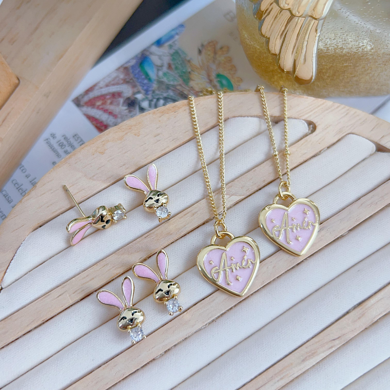 Set de cadena + topitos rosa REF. 1130